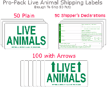 Pro Pack of 50 sets of Live Animal Shipping Labels