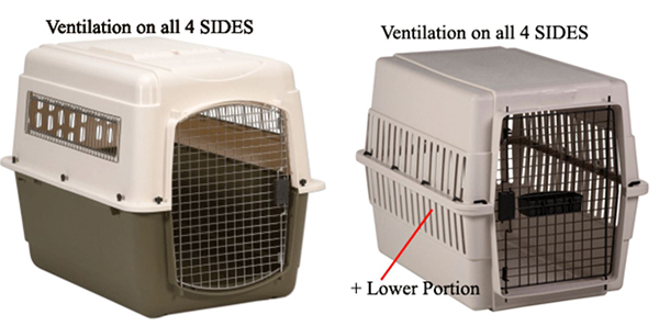 Ventilation on all 4 sides of pet carrier kennel